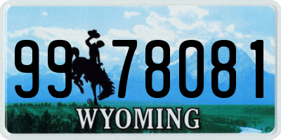 WY license plate 9978081