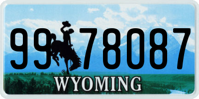 WY license plate 9978087