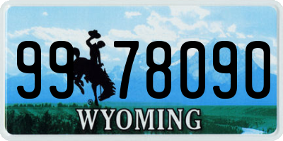 WY license plate 9978090