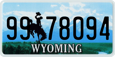 WY license plate 9978094