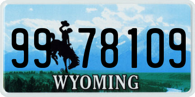 WY license plate 9978109