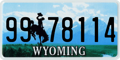 WY license plate 9978114