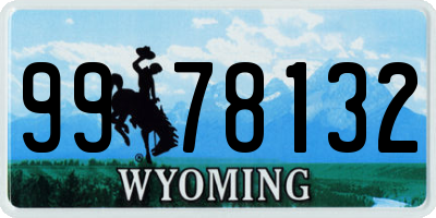 WY license plate 9978132