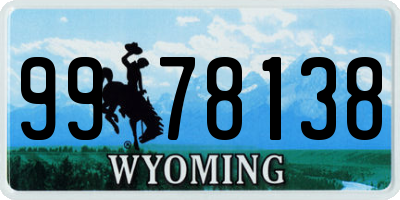 WY license plate 9978138