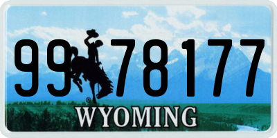 WY license plate 9978177