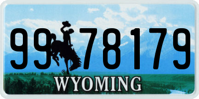 WY license plate 9978179