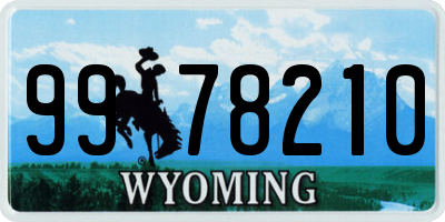 WY license plate 9978210