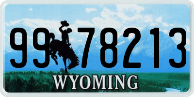 WY license plate 9978213