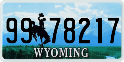WY license plate 9978217