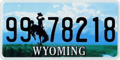 WY license plate 9978218