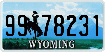 WY license plate 9978231