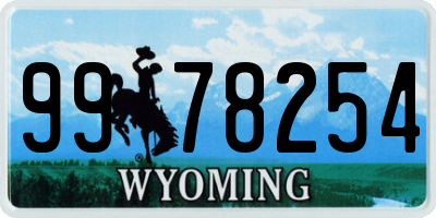 WY license plate 9978254