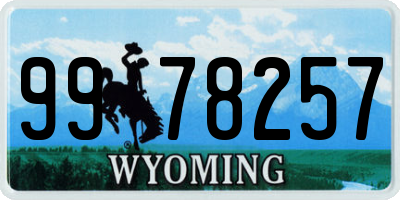 WY license plate 9978257