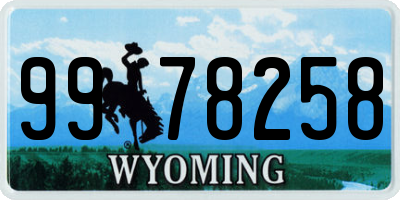 WY license plate 9978258
