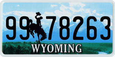WY license plate 9978263