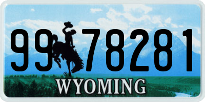 WY license plate 9978281