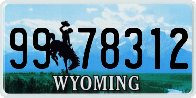 WY license plate 9978312