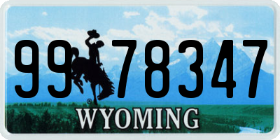 WY license plate 9978347