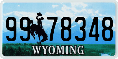 WY license plate 9978348