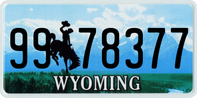 WY license plate 9978377