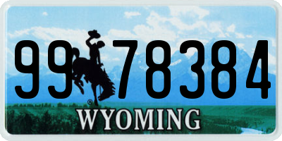 WY license plate 9978384