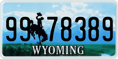 WY license plate 9978389