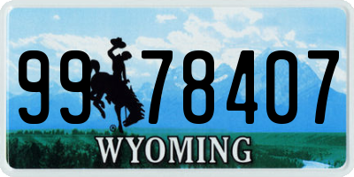 WY license plate 9978407