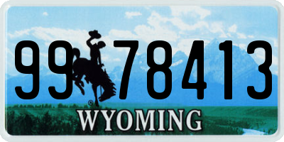 WY license plate 9978413