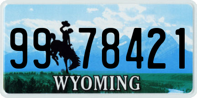 WY license plate 9978421
