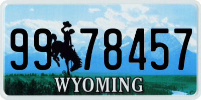WY license plate 9978457