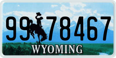 WY license plate 9978467