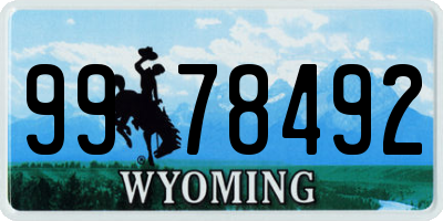 WY license plate 9978492