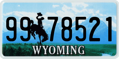 WY license plate 9978521