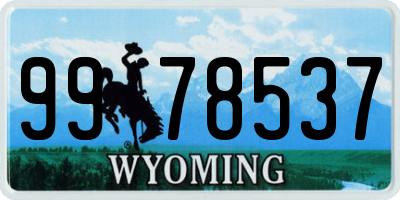 WY license plate 9978537