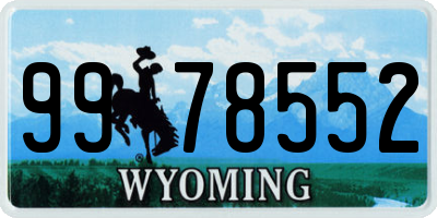 WY license plate 9978552