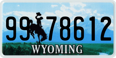 WY license plate 9978612