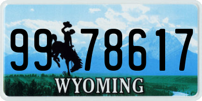 WY license plate 9978617