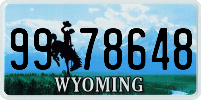 WY license plate 9978648