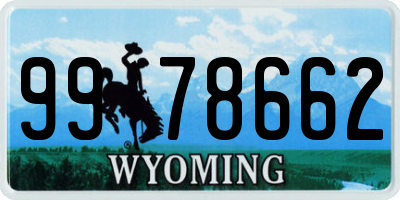 WY license plate 9978662