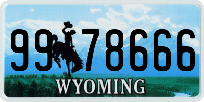 WY license plate 9978666