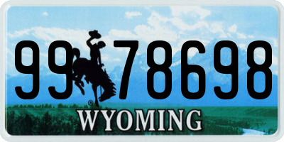 WY license plate 9978698