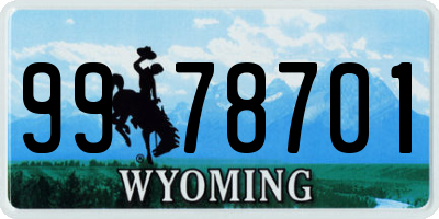 WY license plate 9978701