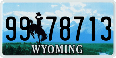 WY license plate 9978713