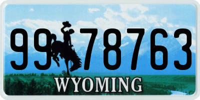 WY license plate 9978763