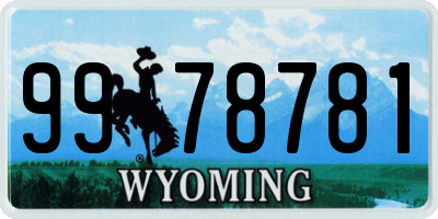 WY license plate 9978781