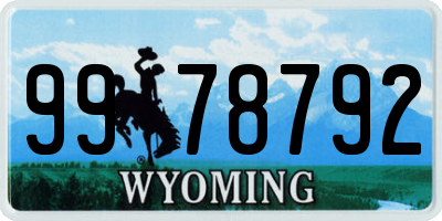 WY license plate 9978792