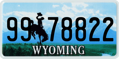 WY license plate 9978822