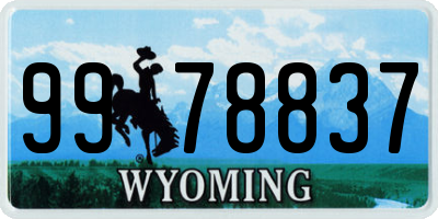 WY license plate 9978837