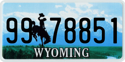 WY license plate 9978851