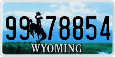 WY license plate 9978854